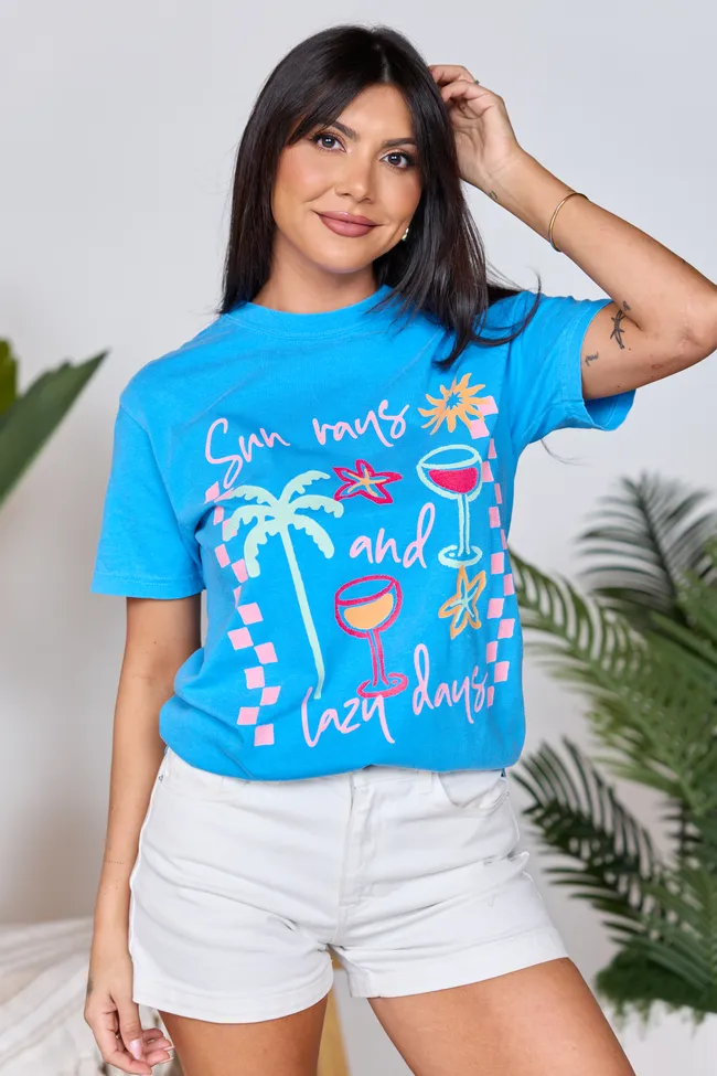 Sun Rays And Lazy Days Blue Graphic Tee SALE sold by Pink Lily product image thumbnail 4
