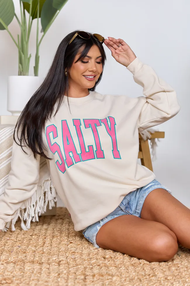 Salty Block Cream Graphic Sweatshirt SALE sold by Pink Lily product image thumbnail 3