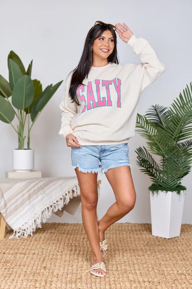 Salty Block Cream Graphic Sweatshirt SALE sold by Pink Lily product image thumbnail 4