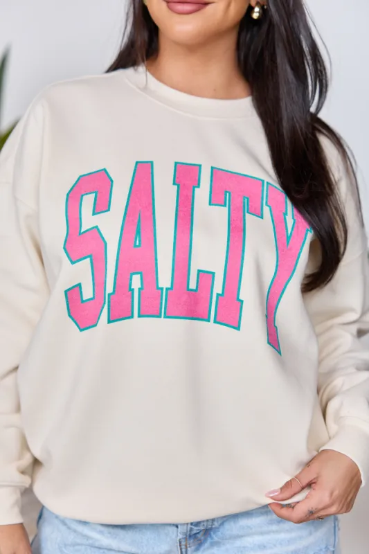 Salty Block Cream Graphic Sweatshirt SALE sold by Pink Lily