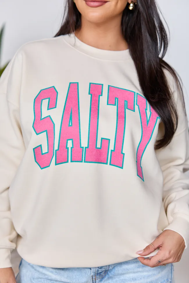 Salty Block Cream Graphic Sweatshirt SALE sold by Pink Lily