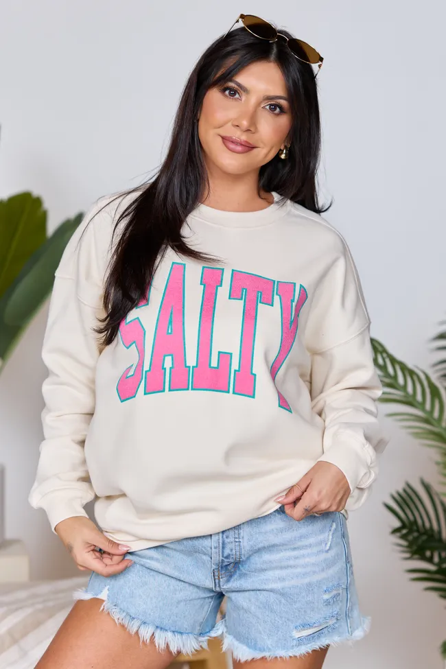 Salty Block Cream Graphic Sweatshirt SALE sold by Pink Lily product image thumbnail 2