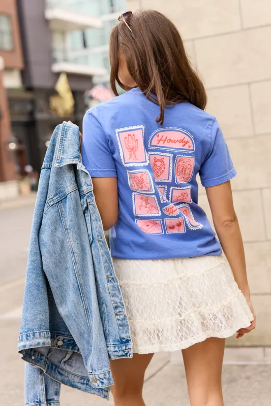 Western Stamp Blue Graphic Tee SALE made by Pink Lily