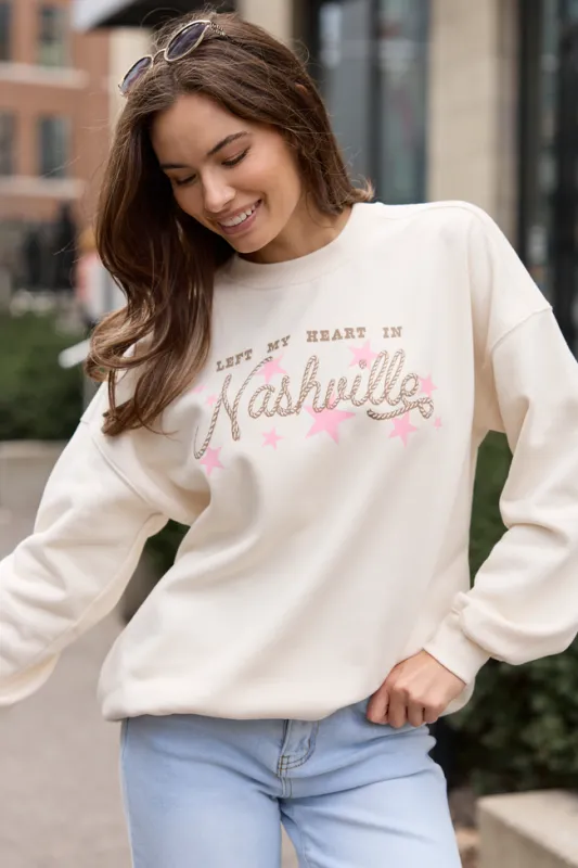 Heart In Nashville Cream Graphic Sweatshirt sold by Pink Lily