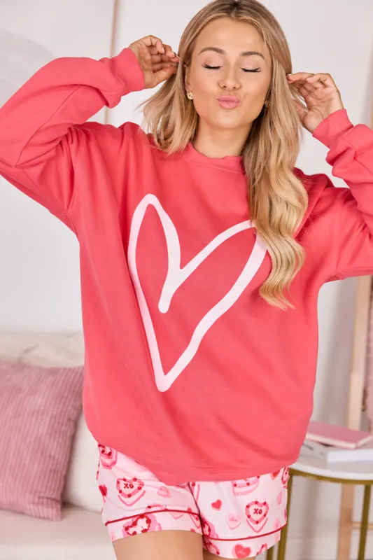 Heart Sketch Light Red Graphic Sweatshirt SALE sold by Pink Lily