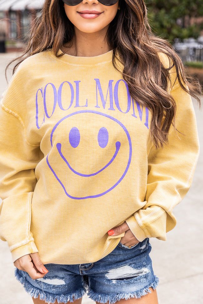 Cool Mom Smiley Gold Corded Graphic Sweatshirt FINAL SALE sold by Pink Lily product image thumbnail 4