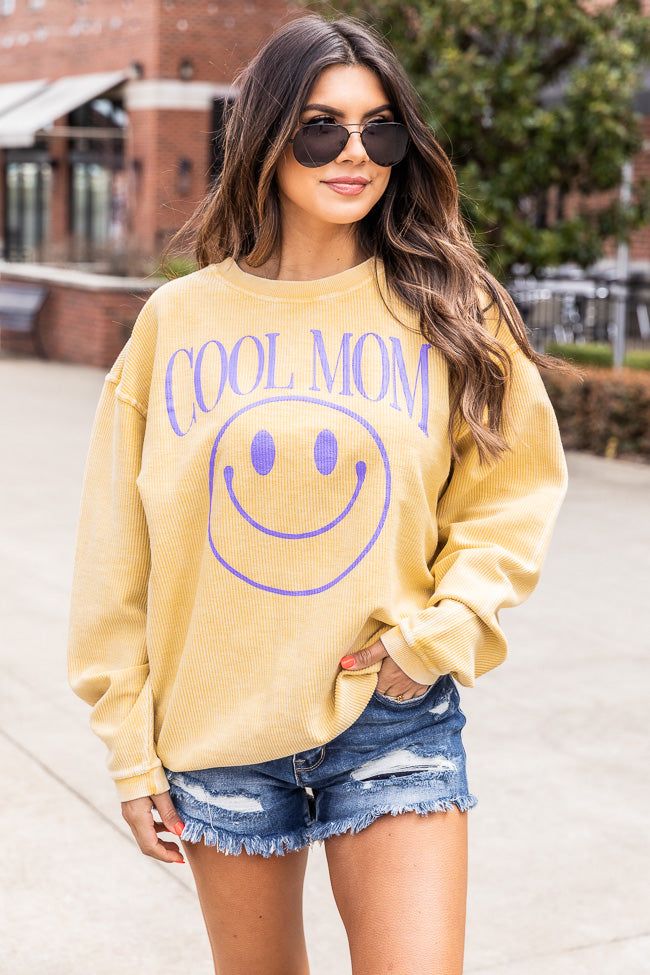 Cool Mom Smiley Gold Corded Graphic Sweatshirt FINAL SALE sold by Pink Lily product image thumbnail 3