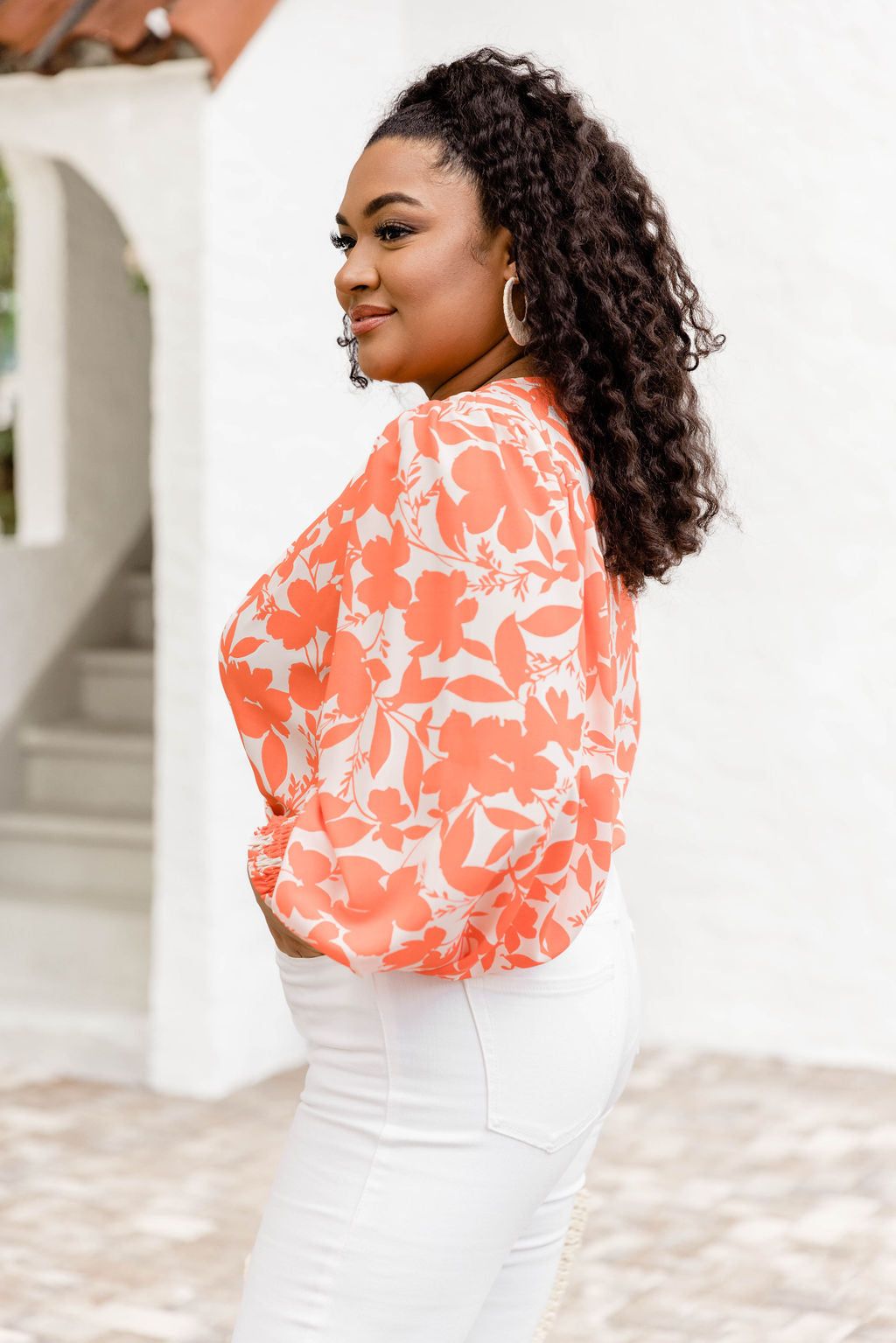 Having More Fun Floral Orange Long Sleeve Bodysuit sold by Pink Lily product image thumbnail 9