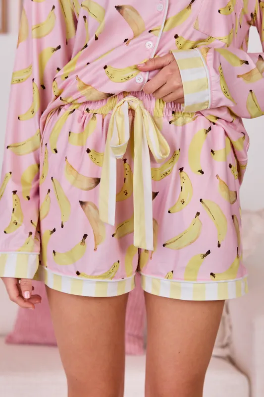 Banana Bliss Pajama Shorts sold by Pink Lily