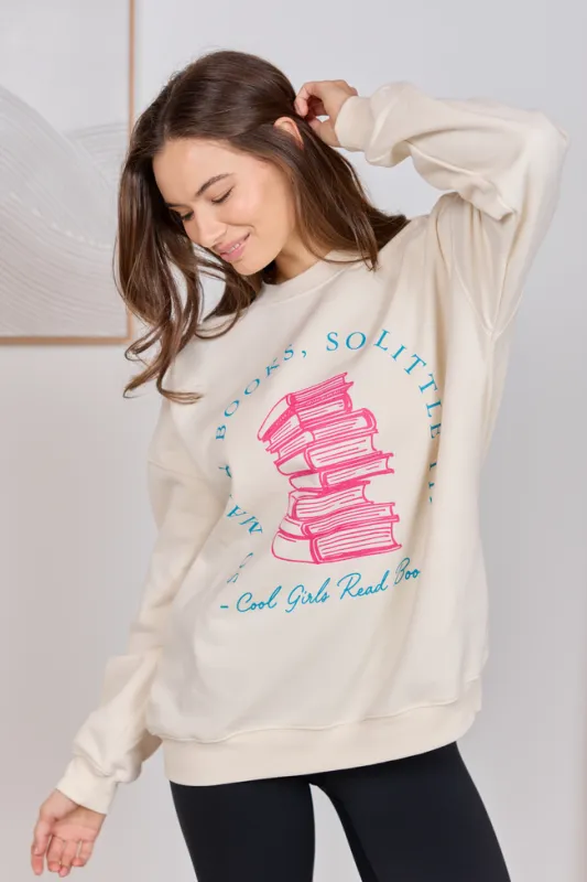 Cool Girls Read Books Cream Graphic Sweatshirt SALE sold by Pink Lily