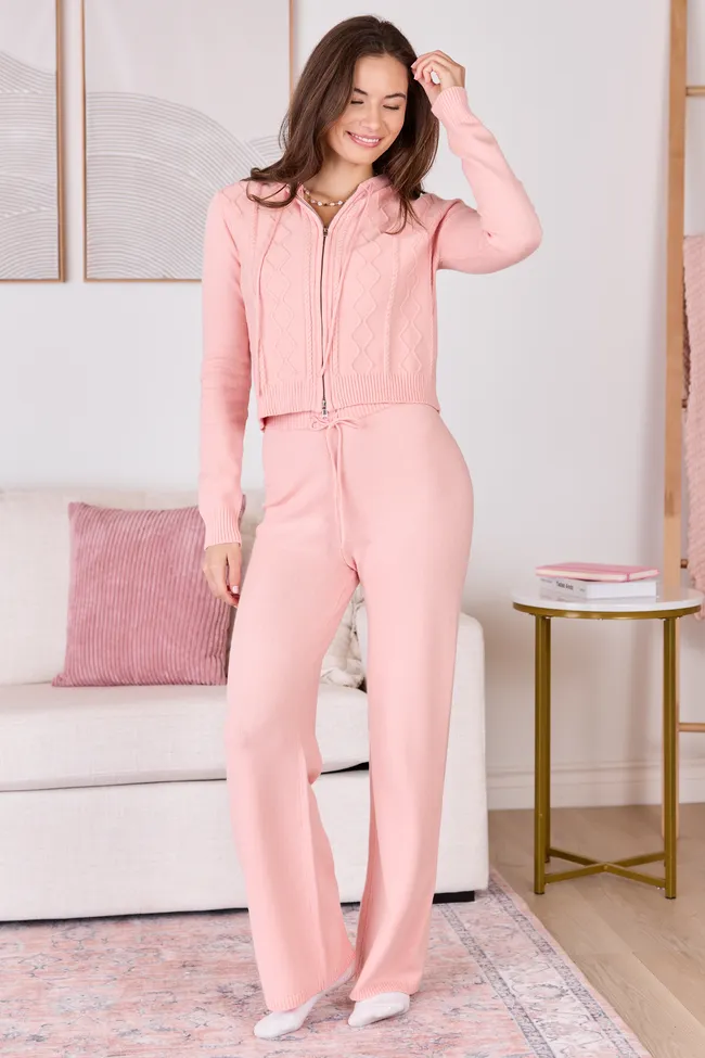 Reba Coral Raised Stitch Zip Front Hoodie sold by Pink Lily product image thumbnail 3