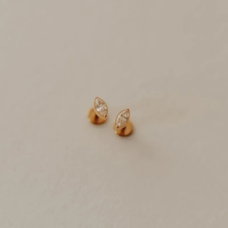 Zoe Marquise Diamond Flat Back Studs sold by Pink Lily