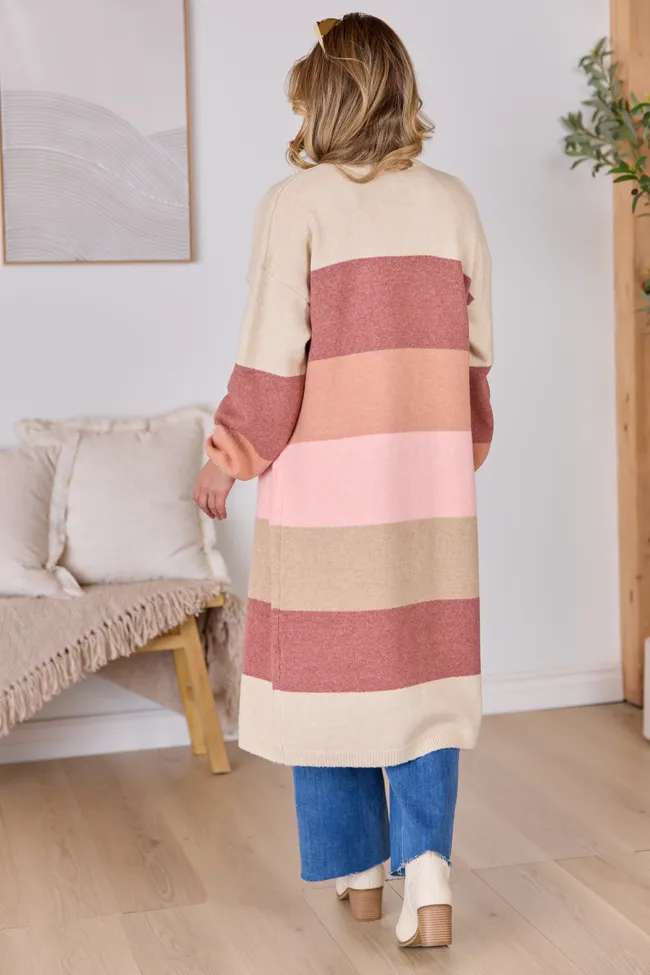 Maxine Mauve Striped Long Cardigan sold by Pink Lily product image thumbnail 4
