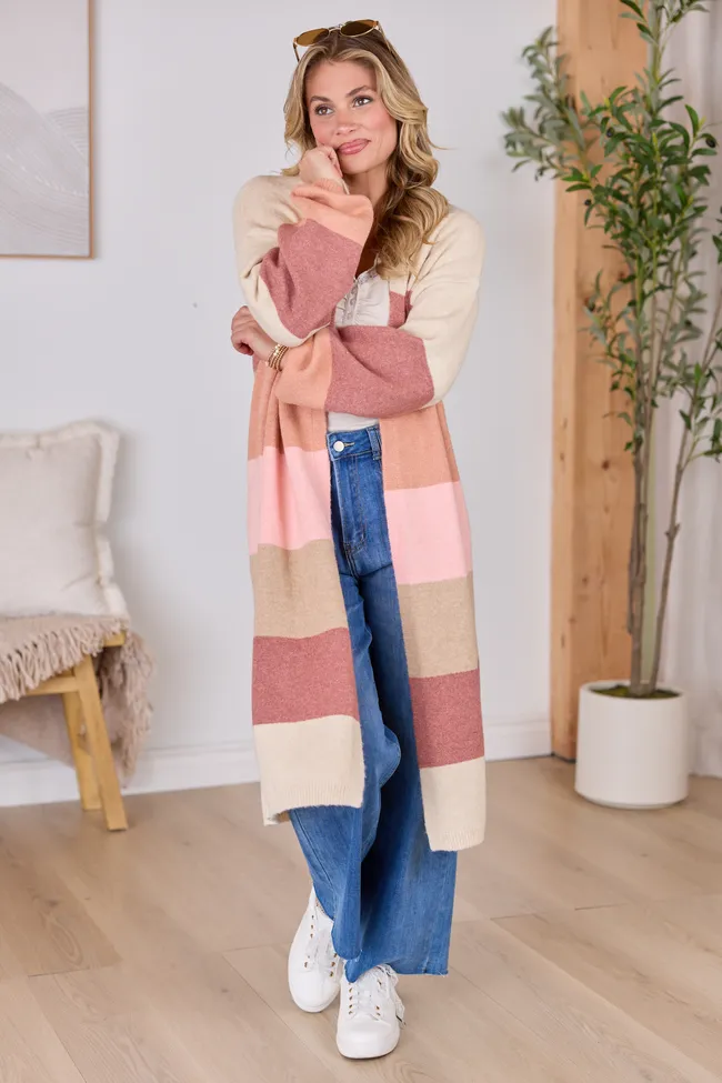 Maxine Mauve Striped Long Cardigan sold by Pink Lily product image thumbnail 2