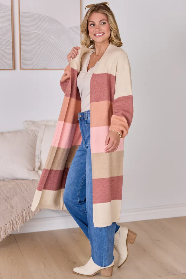 Maxine Mauve Striped Long Cardigan sold by Pink Lily product image thumbnail 3