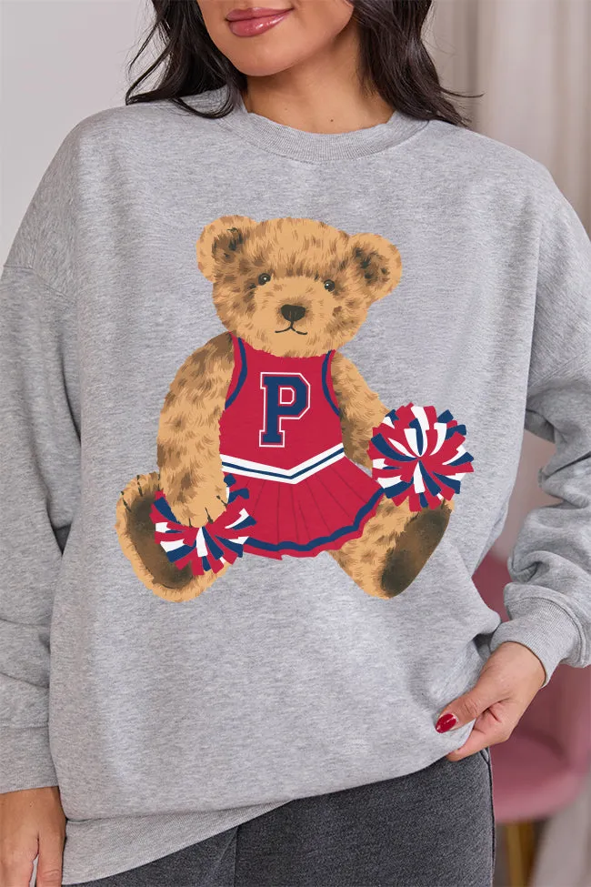 Vintage Blue and Red Cheer Teddy Bear Light Grey Graphic Sweatshirt SALE sold by Pink Lily product image thumbnail 2