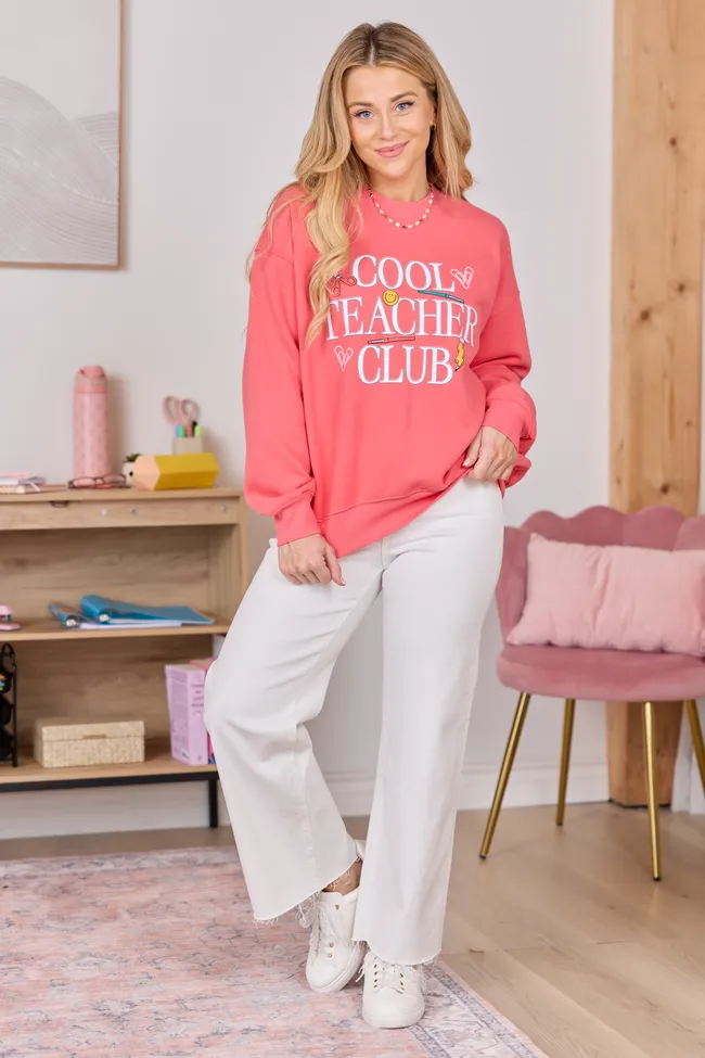 Cool Teacher Club Light Red Graphic Sweatshirt sold by Pink Lily product image thumbnail 4