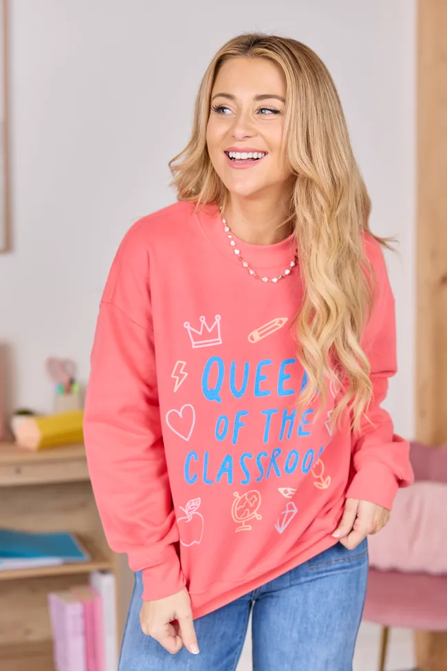 Queen Of The Classroom Light Red Graphic Sweatshirt sold by Pink Lily product image thumbnail 4
