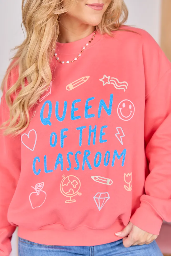 Queen Of The Classroom Light Red Graphic Sweatshirt sold by Pink Lily product image thumbnail 2