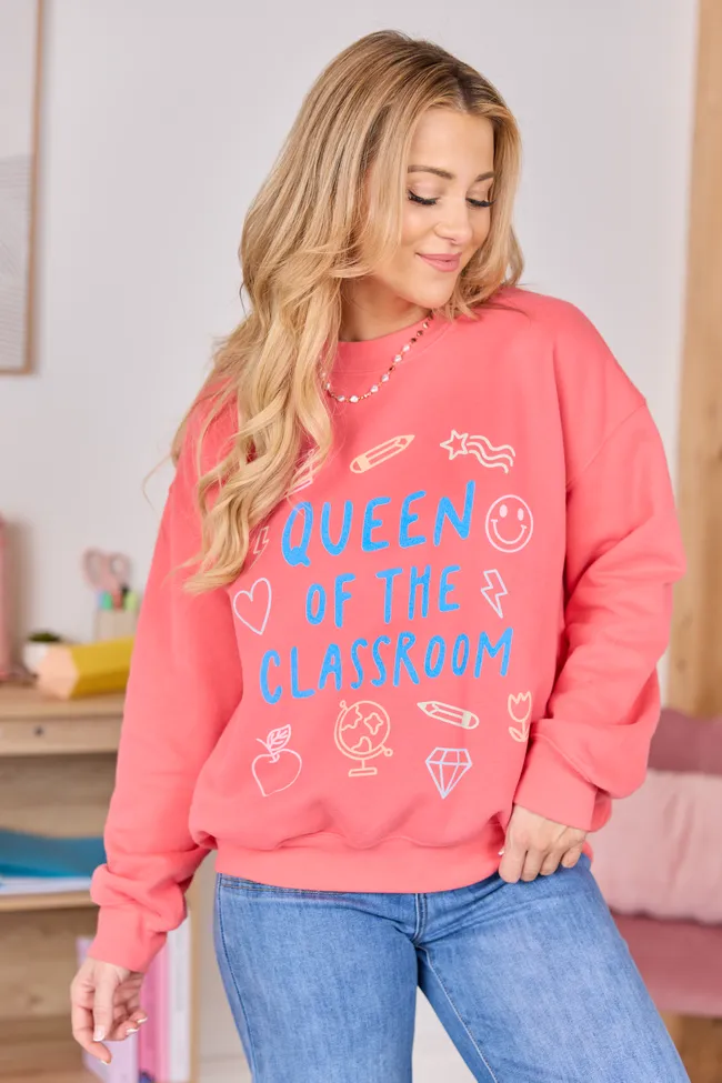 Queen Of The Classroom Light Red Graphic Sweatshirt sold by Pink Lily
