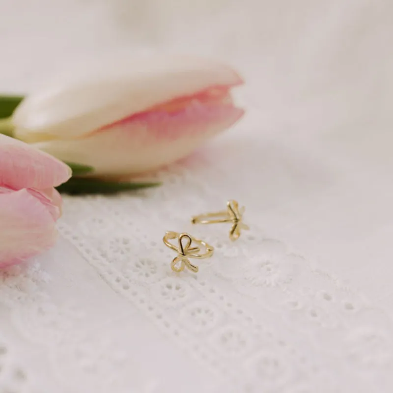 Ava Bow Hoop Earrings sold by Pink Lily