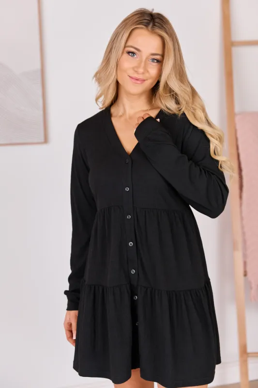Donelle Black Tiered Dress sold by Pink Lily