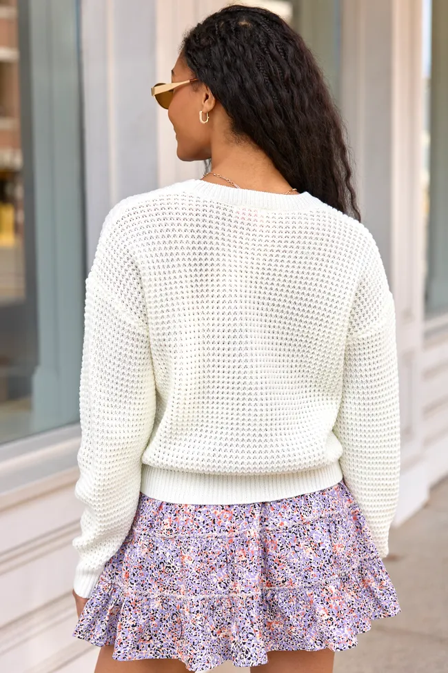 Sloan Ivory Textured Crewneck Sweater SALE sold by Pink Lily product image thumbnail 5