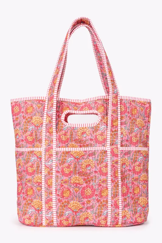 Avery Pink Floral Quilted Tote sold by Pink Lily