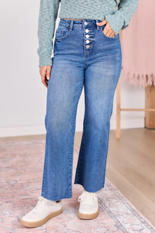 Malia Medium Wash High Rise Wide Leg Jeans SALE made by Pink Lily
