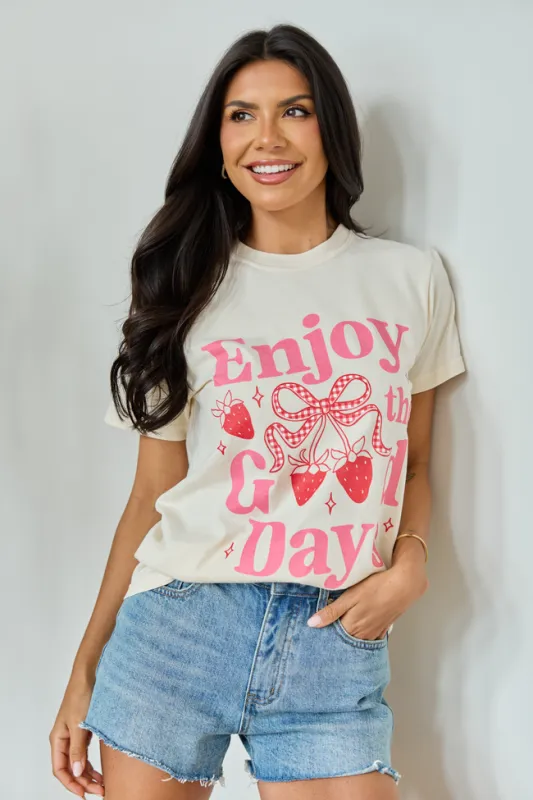 Enjoy The Good Days Ivory Graphic Tee sold by Pink Lily