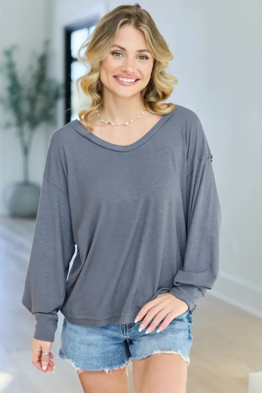 Kendall Grey Scoop Neck Tunic made by Pink Lily