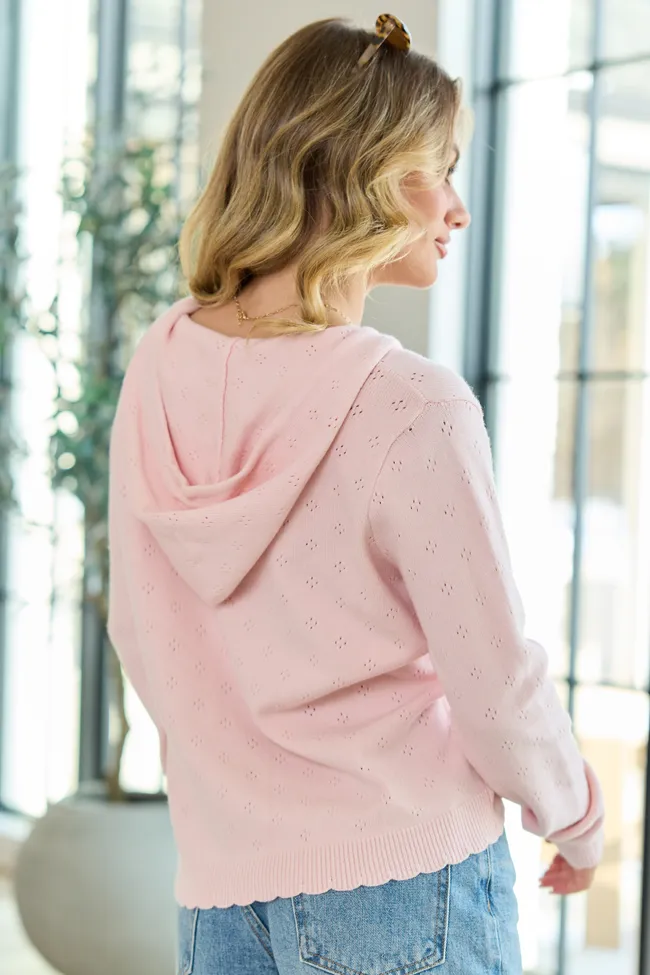 Gemma Pink Pointelle Hooded Cardigan sold by Pink Lily product image thumbnail 5