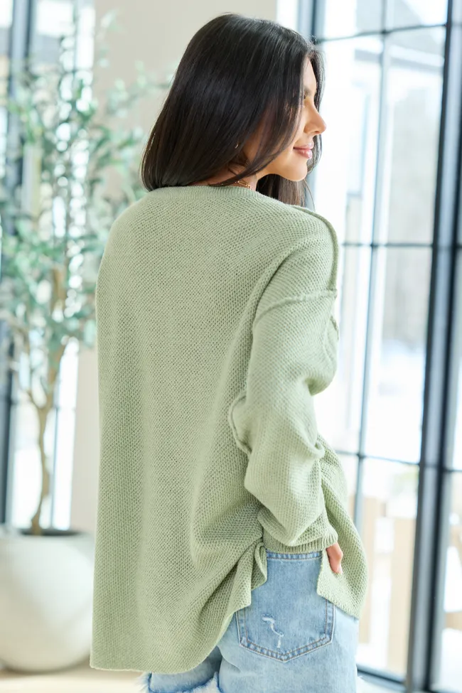 Blaire Sage Green V-Neck Sweater sold by Pink Lily product image thumbnail 5