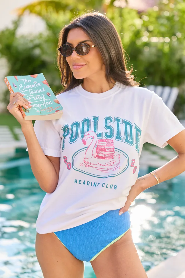 Poolside Reading Club White Graphic Tee sold by Pink Lily product image thumbnail 3