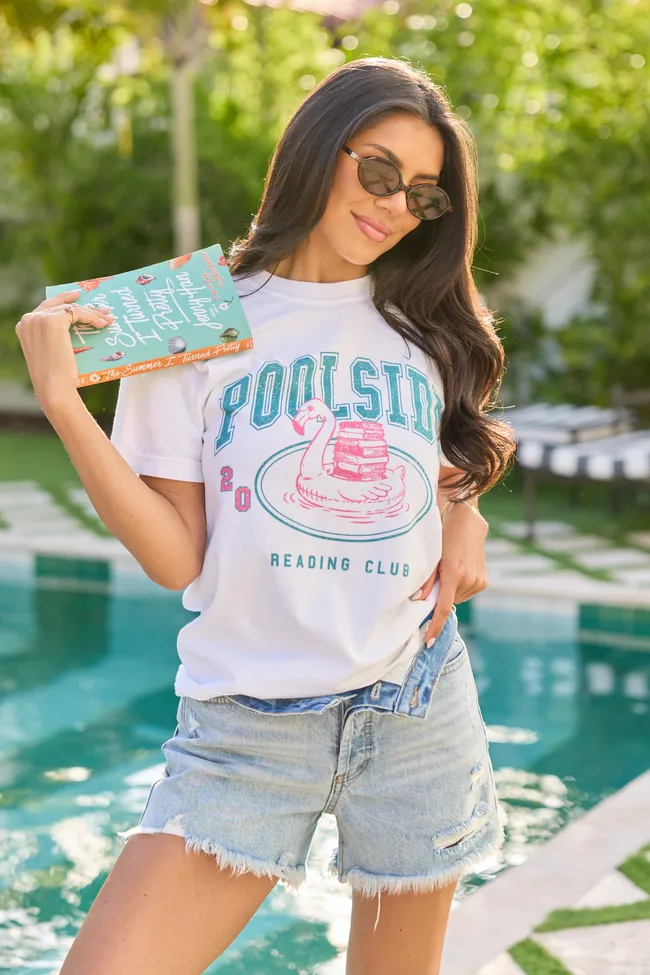 Poolside Reading Club White Graphic Tee sold by Pink Lily product image thumbnail 4
