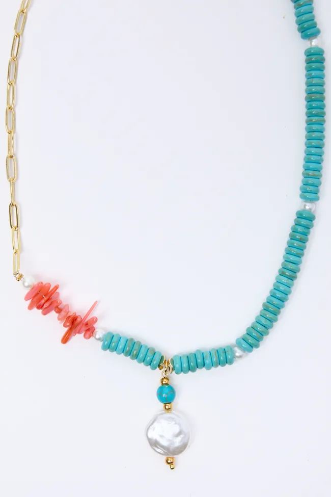 Trinity Turquoise Pearl Drop Nekclace sold by Pink Lily product image thumbnail 3