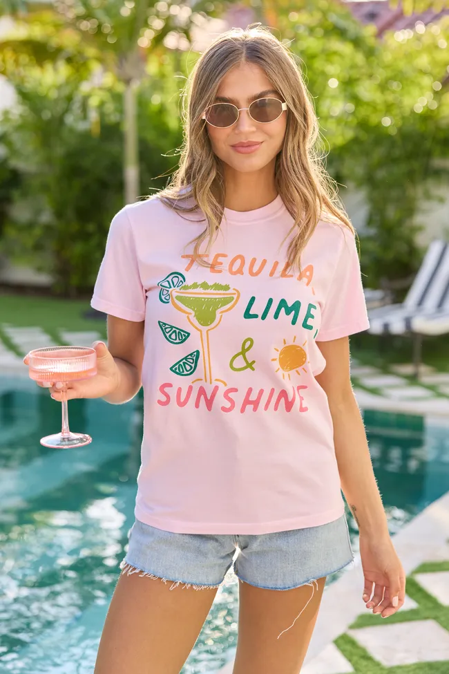 Tequila, Lime, & Sunshine Light Pink Graphic Tee sold by Pink Lily product image thumbnail 4
