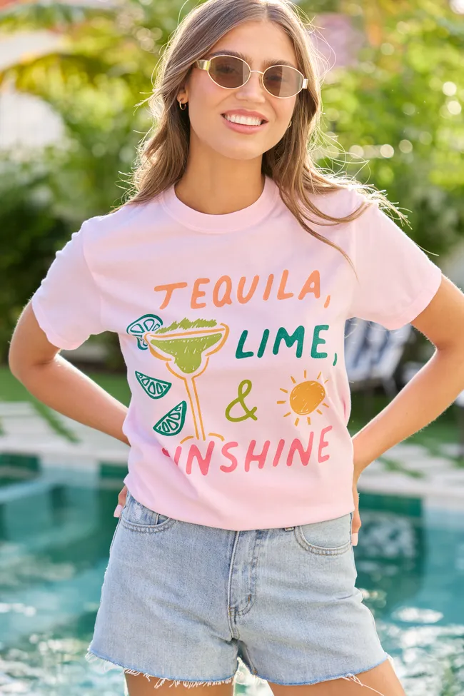 Tequila, Lime, & Sunshine Light Pink Graphic Tee sold by Pink Lily product image thumbnail 3