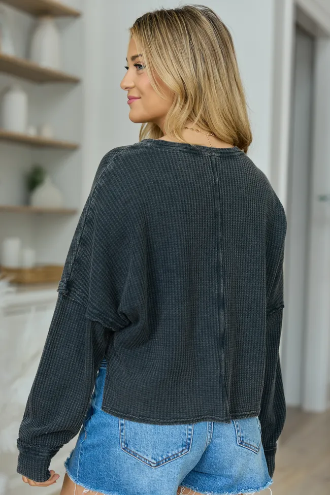 Felicity Charcoal Grey Cropped Acid Wash Top sold by Pink Lily product image thumbnail 5