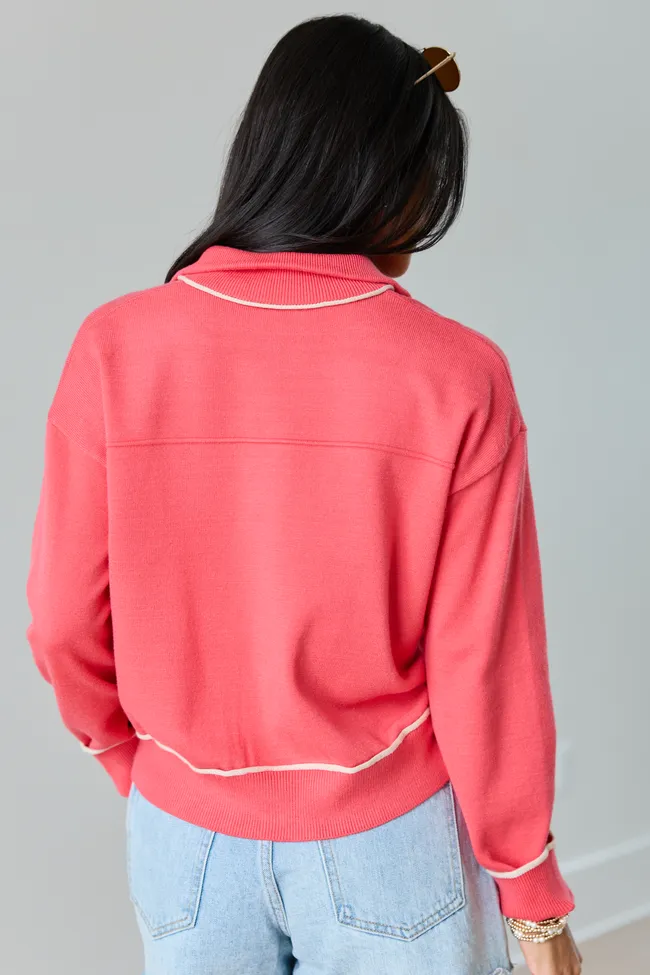 Monroe Pink And White Trim Zip Up Jacket sold by Pink Lily product image thumbnail 5