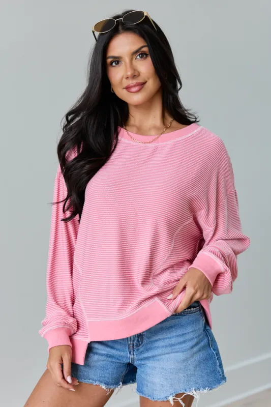 Melanie Pink Striped Pullover SALE made by Pink Lily