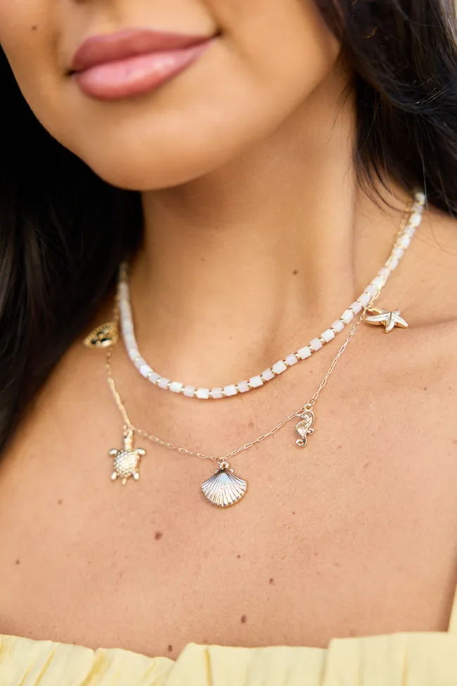 Lucia White Sealife Charm Necklace sold by Pink Lily