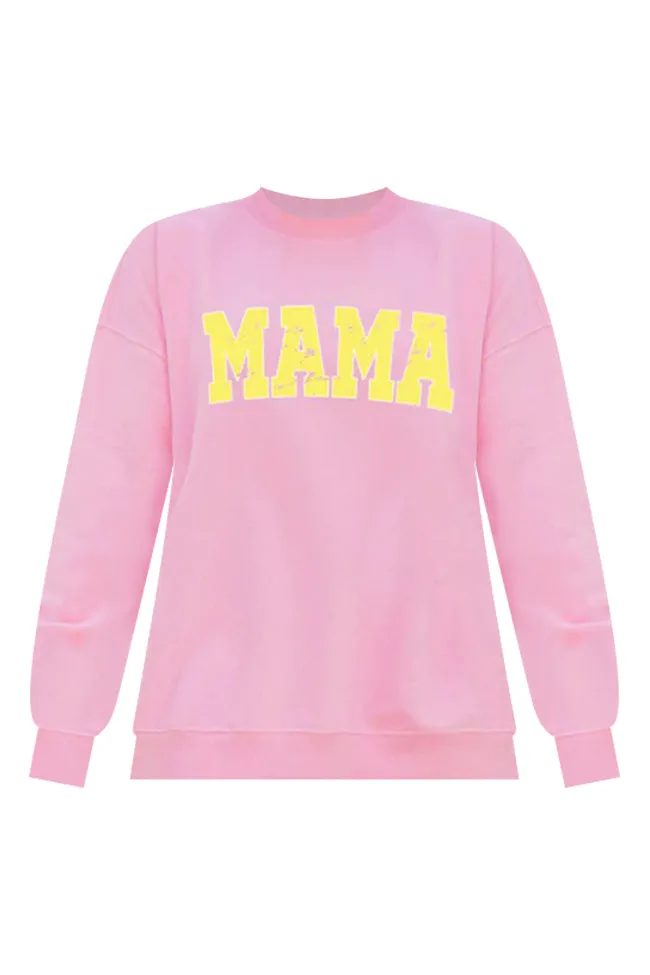 Mama Varsity Letter Pink Oversized Graphic Sweatshirt sold by Pink Lily product image thumbnail 3