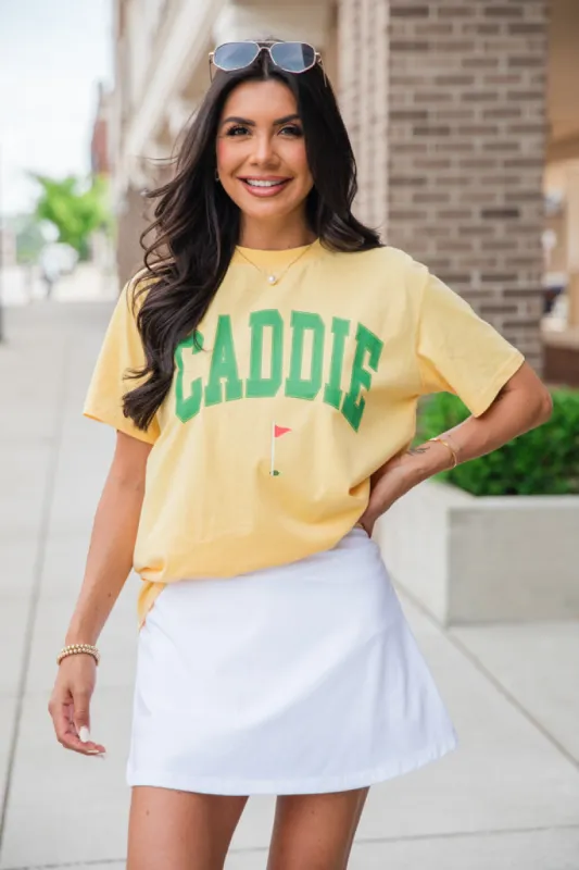 Caddie Yellow Oversized Graphic Tee sold by Pink Lily