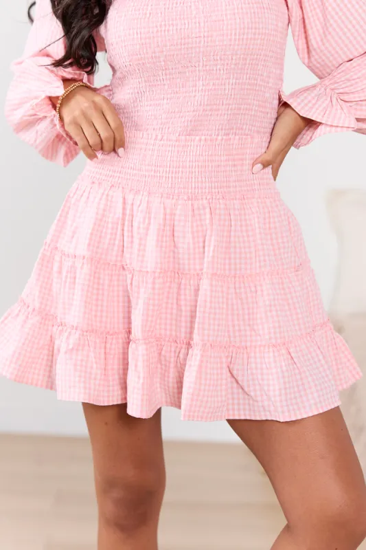 Through The Garden Pink Gingham Skort sold by Pink Lily