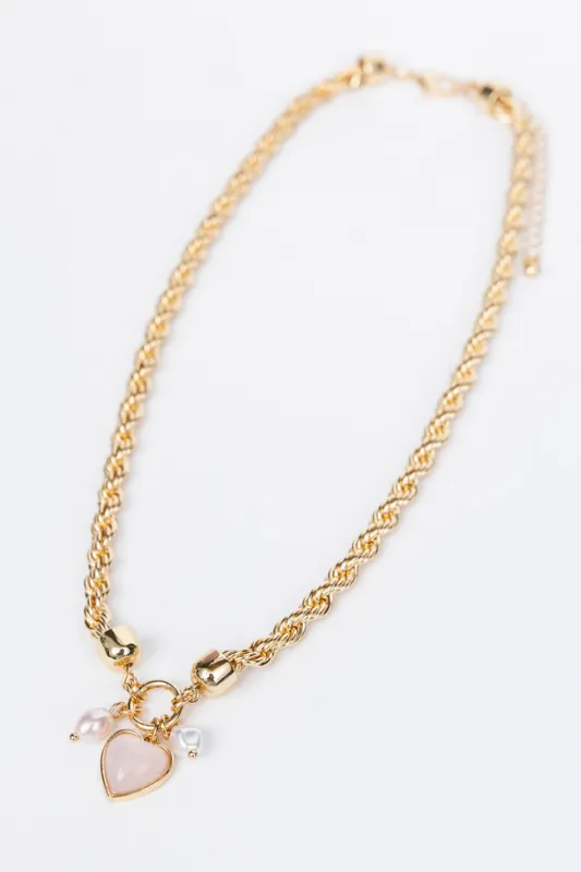 Rachel Pink Heart Charm Necklace sold by Pink Lily