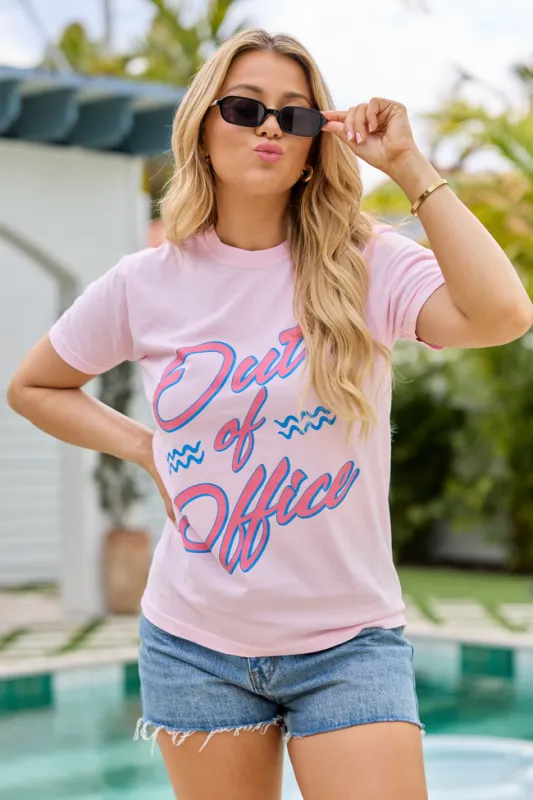 Out Of Office Light Pink Graphic Tee made by Pink Lily