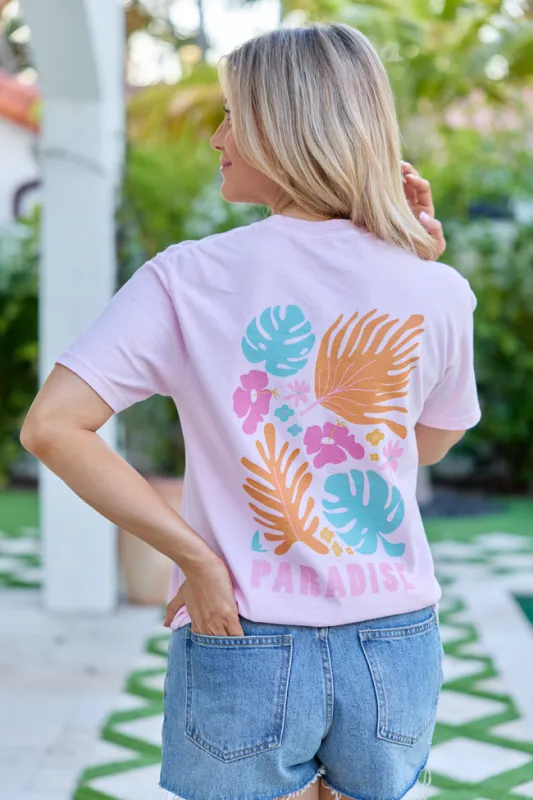 Paradise Light Pink Graphic Tee made by Pink Lily