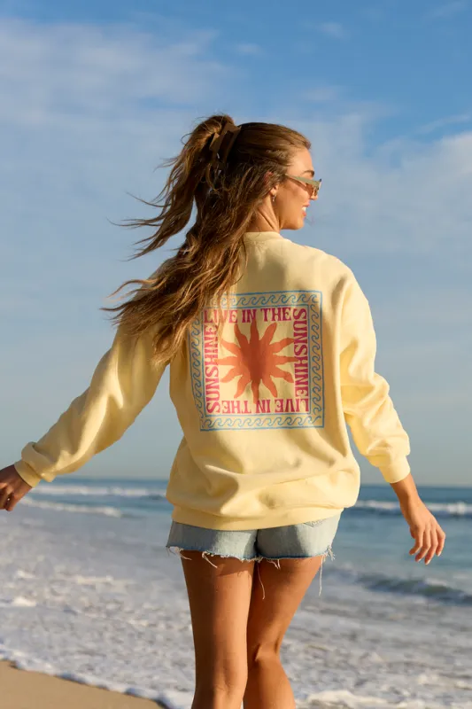 Live In The Sunshine Yellow Graphic Sweatshirt sold by Pink Lily