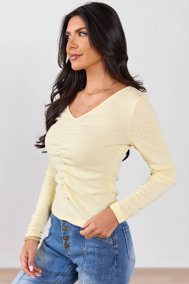 Lillian Yellow Ruched Front Long Sleeve Top sold by Pink Lily product image thumbnail 3